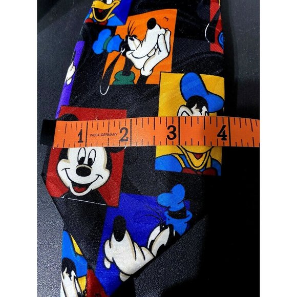 Disney Mickey Goofy back label is missing Character Color Block Polyester Tie - Picture 5 of 5